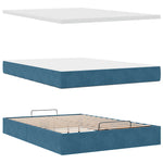 ZNTS Ottoman Bed with Mattresses Dark Blue 140x190cm Velvet 3313473