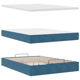 Ottoman Bed with Mattresses Dark Blue 140x190cm Velvet 3313401