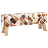 Bench 110 x 30 x 45 cm Real Leather Brown Patchwork 42042115