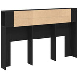 Headboard Cabinet with Storage Black Oak Engineered Wood 862759