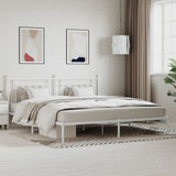 Bed Frame White Steel Double Bed Frame Rectangular Industrial 353593