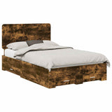 Bed Frame with Drawer Smoked Oak 120 x 200 cm Engineered Wood 3412805