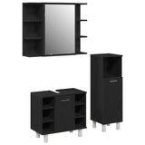 Bathroom Furniture Set with Shelf 3 pcs Black 30 x 30 x 99.5 cm 3333048