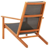 Garden Chair Black and Natural Wood Solid eucalyptus wood, Textilene 48699