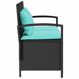 Garden Storage Bench with Cushion Black Poly Rattan 4104219