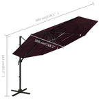 4-Tier Garden Parasol with Aluminium Pole Bordeaux Red 3x3 m 313832