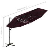 4-Tier Garden Parasol with Aluminium Pole Bordeaux Red 3x3 m 313832