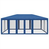 Party Tent with 10 Mesh Sidewalls Blue 6x4 m HDPE 4010067