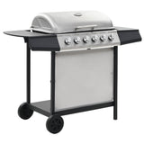 Gas BBQ Grill with 6 Cooking Zones Stainless Steel Silver 44286