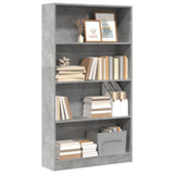 Bookcase Concrete Grey 80x24x143 cm Engineered Wood 857847