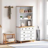 Hutch with Drawer ASKIM White 91 x 40 x 184 cm Solid Pine Wood 3334643