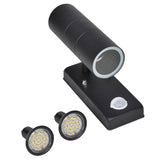 LED Wall Lamp Stainless Steel Cylinder Shape Black with Sensor 41097