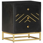 ZNTS Bedside Cabinet Black and Gold 40x30x50 cm Solid Mango Wood 286517