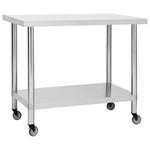 ZNTS Kitchen Work Table with Wheels 80x60x85 cm Stainless Steel 51636