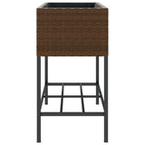 Garden Planters with Shelf 2 pcs Brown 90x40x75 cm Poly Rattan 3210508