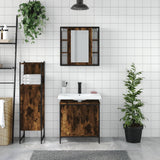 3 Piece Bathroom Cabinet Set Smoked Oak Engineered Wood 3214762