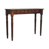 Solid Wood Turned Legs 3 Drawer Chestnut Console, 3 Drawers, Dark Brown B2743P403487