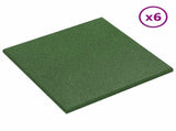 Fall Protection Tiles 6 pcs Green 50 x 50 cm Rubber 42046716