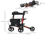 4 Wheel Rollator with Seat and Back, Folding Mobility Walker with Carry Bag, Adjustable Height, Dual T3398P344799