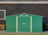9 x 6ft Metal Garden Shed, Outdoor Storage Tool House with Ventilation Slots, Foundation Kit and T3398P318686