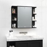Mirror Cabinet with LED Black 70x16.5x60 cm 833536