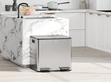 40L Dual Compartment Stainless Steel Bin, with Deodoriser Holders - Silver Tone T3398P344194