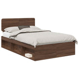 Bed Frame with Headboard Brown Oak 120 x 190 cm Solid Pine Wood 3412111