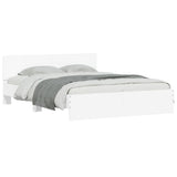 Bed Frame White Engineered wood Double Bed Frame Rectangular 3207595