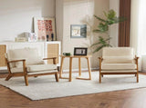 Oak Armrest Oak Upholstered Single Lounge Chair Indoor Lounge Chair Off-White 68954457