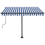 Manual Retractable Awning with LED 300x250 cm Blue and White 3069701