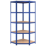 5-Layer Corner Shelf Blue Steel&Engineered Wood 152873