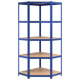 5-Layer Corner Shelf Blue Steel&Engineered Wood 152873