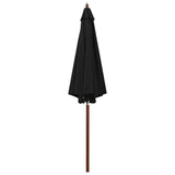 Garden Parasol with Wooden Pole 300x258 cm Black 47124