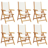Reclining Garden Chairs 6 pcs Cream White Fabric and Solid Wood 3214539