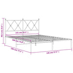 Metal Bed Frame without Mattress with Headboard White 140x190cm 376551