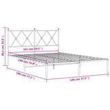Metal Bed Frame without Mattress with Headboard White 140x190cm 376551
