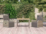 3 Piece Garden Dining Set Grey Poly Rattan&Solid Wood Acacia 3157627
