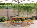 5 Piece Garden Dining Set Black Poly Rattan and Solid Wood 3281778