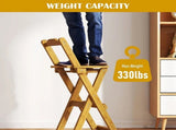Wooden Folding Bar Stool Bamboo Kitchen Counter Height Stools with Backrest NEW 12124408