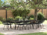 Garden Dining Set 9 pcs Black Powder-Coated Steel 3379190