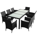 9 Piece Outdoor Dining Set with Cushions Poly Rattan Black 43126