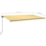 Manual Retractable Awning with Posts 6x3.5 m Yellow and White 3070278