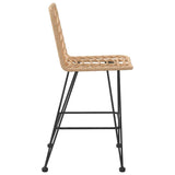 Bar Stool Set of 2 Black Steel, polyethylene rattan Standard 319430