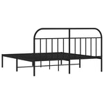 Metal Bed Frame without Mattress with Headboard Black 180x200cm 353639