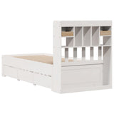 Bookcase Bed without Mattress White 75x190 cm Small Single Solid Wood Pine 3308985