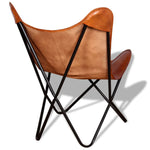 ZNTS Butterfly Chair Brown Real Leather 243728
