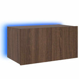 TV Wall Cabinet with LED Lights Brown Oak 60x35x31 cm 837279