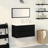Bathroom Furniture Set 3 pcs Black Oak Engineered Wood 3334335