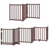 Dog Gate with Door Foldable 9 Panels Brown 450 cm Poplar Wood 3155715