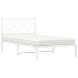 Metal Bed Frame without Mattress with Headboard White 100x200cm 376270